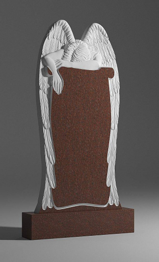 Резной памятник из белого мрамора с Ангелом
